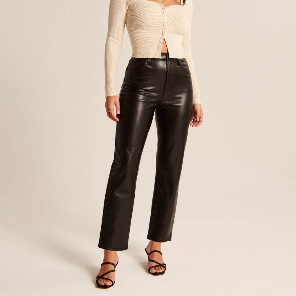 Curve Love Vegan Leather Ankle Straight Pants